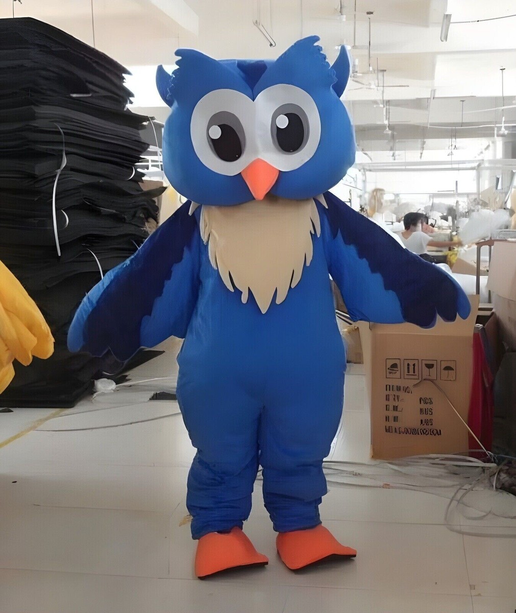 Halloween Cosplay Big Blue Owl Mascot Costume Suits Party Game Dress Adult  Size | eBay