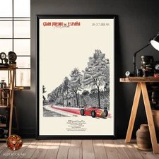 Juan Manuel Fangio Art Print Spanish GP Formula Racing Vintage Poster Fans Gift