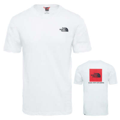 The North Face Men's Redbox Tee Cotton Crew Neck Short Sleeve T-Shirt White Red
