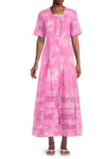 LoveShackFancy 'Edie' Tie-Dye Midi Shirt Dress in Pink sz P