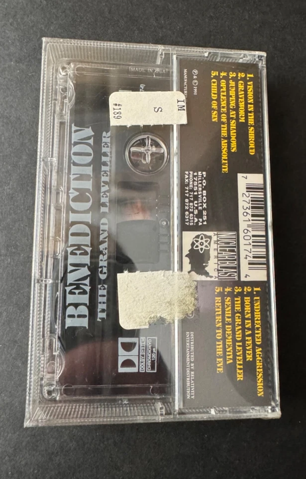 Benediction The Grand Leveller SEALED Death Metal Cassette 1991 Nuclear Blast Foto 4 de 4