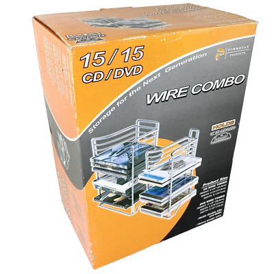 CD & DVD Storage Towers 15 Each Silver Wire Free Standing Steel NOS 1990s