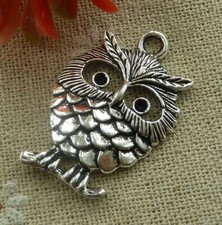 Free Ship 60 pcs tibetan silver owl charms pendant 34X33mm L-2171