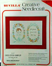 Bucilla Cross Stitch Kit Birth Announcement Sampler Linen 14 x 18" 2177 NEW