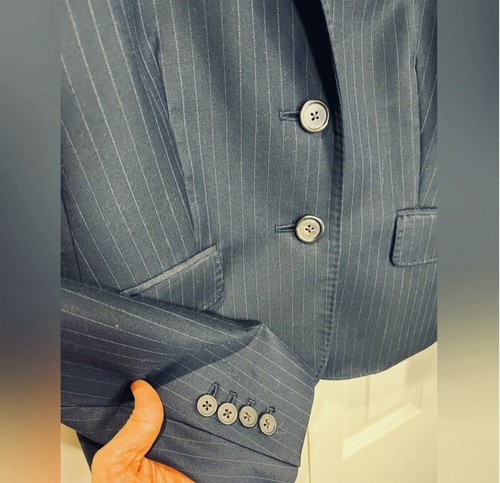 J.Crew Wool Blazer Womens Sz 6 Navy Blue Two Button Single Breasted Pin Stripe - Picture 7 of 11
