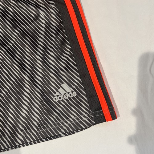 Adidas Athletic Shorts Youth Medium Gray and Orange Striped 100% Polyester EUC - Picture 4 of 5