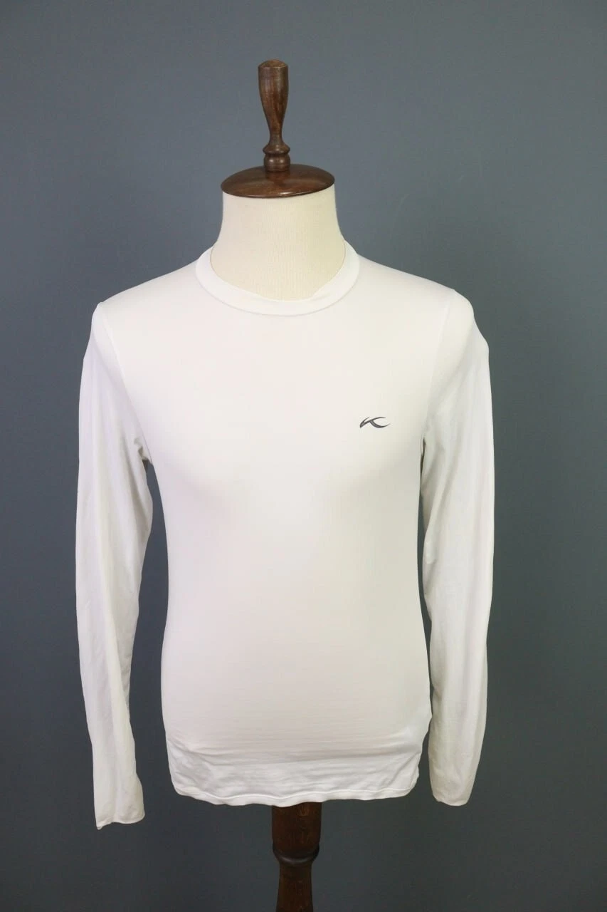 Kjus Men Orton Softcompression White Long Sleeve Base Layer Top Shirt Size S