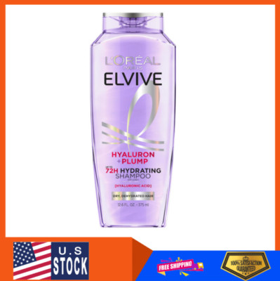 Elvive Hyaluron Plump Hydrating Shampoo for Dehydrated,Paraben-Free, 12.6 Fl Oz