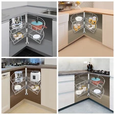 2Tier Turntable Kitchen Spice Organizer for Cabinet Rotating Lazy Susan Rack