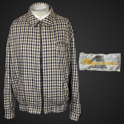 Aquascutum Bomberjacke Large House Check Beige Navy Wende Baumwolle Reißverschluss 