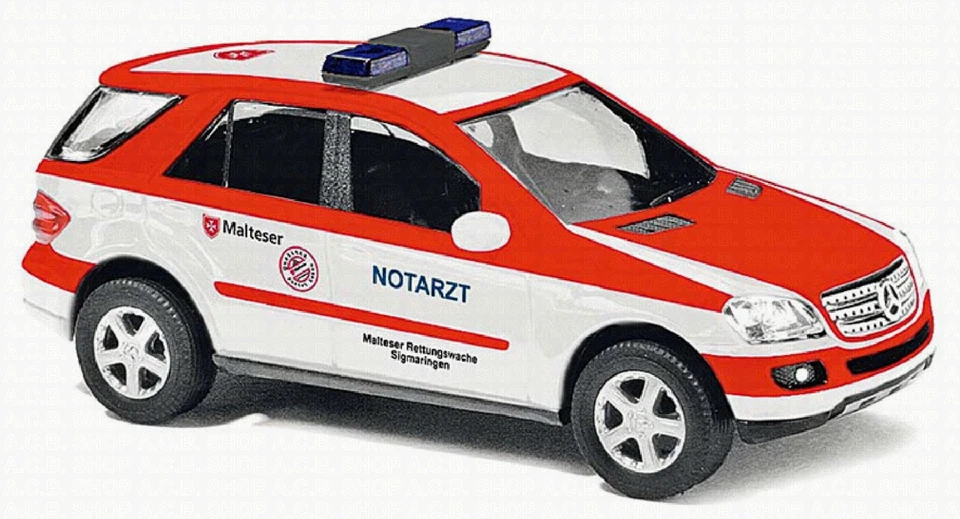 Mercedes Benz Classe M W164 Maltese Ambulanza Sigmaringen 1:87 Busch 49811 - Immagine 2 di 2
