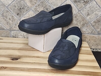 Clarks Ayla River Navy Slip on Comfort Snake Print Loafers  display picture 1