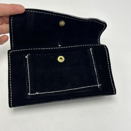 Suede Leather Woman's Wallet Black Checkbook Holder Coin Pocket 7” x 4” Vtg - Picture 3 of 12
