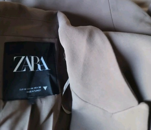 Zara Gray Cropped Single Button Front Blazer Womens Size Medium Jacket Lined - Picture 12 of 14