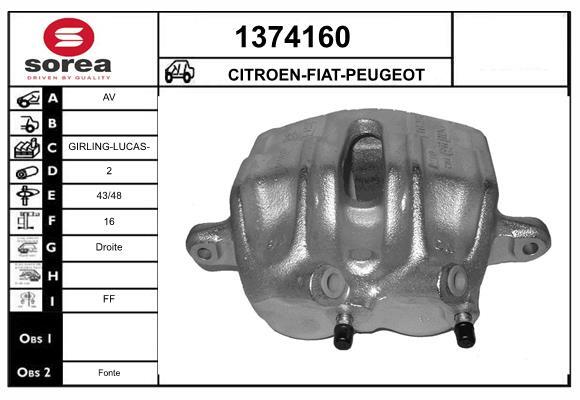 Étrier de frein SNRA 1374160 en fonte renforcée pour Peugeot J5 plateau