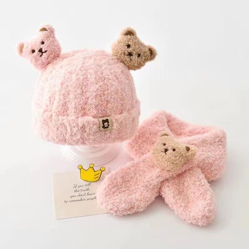 Children Baby Hat Winter Plush Scarf 2Pcs Set Boys Girls Warm Thickened Caps - - Picture 16 of 25