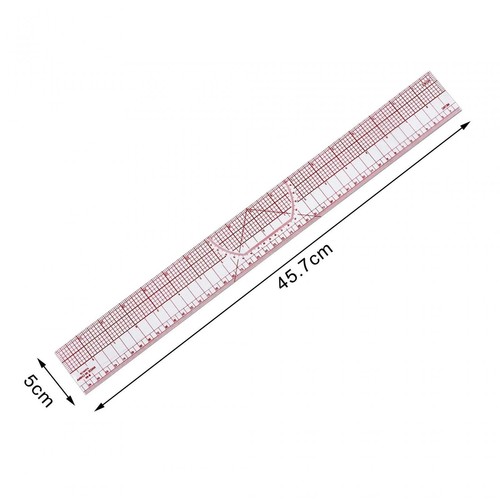 Grading Ruler Sewing Ruler Quilting Ruler 18 inch B95 Multifuctional Clear - Picture 7 of 7
