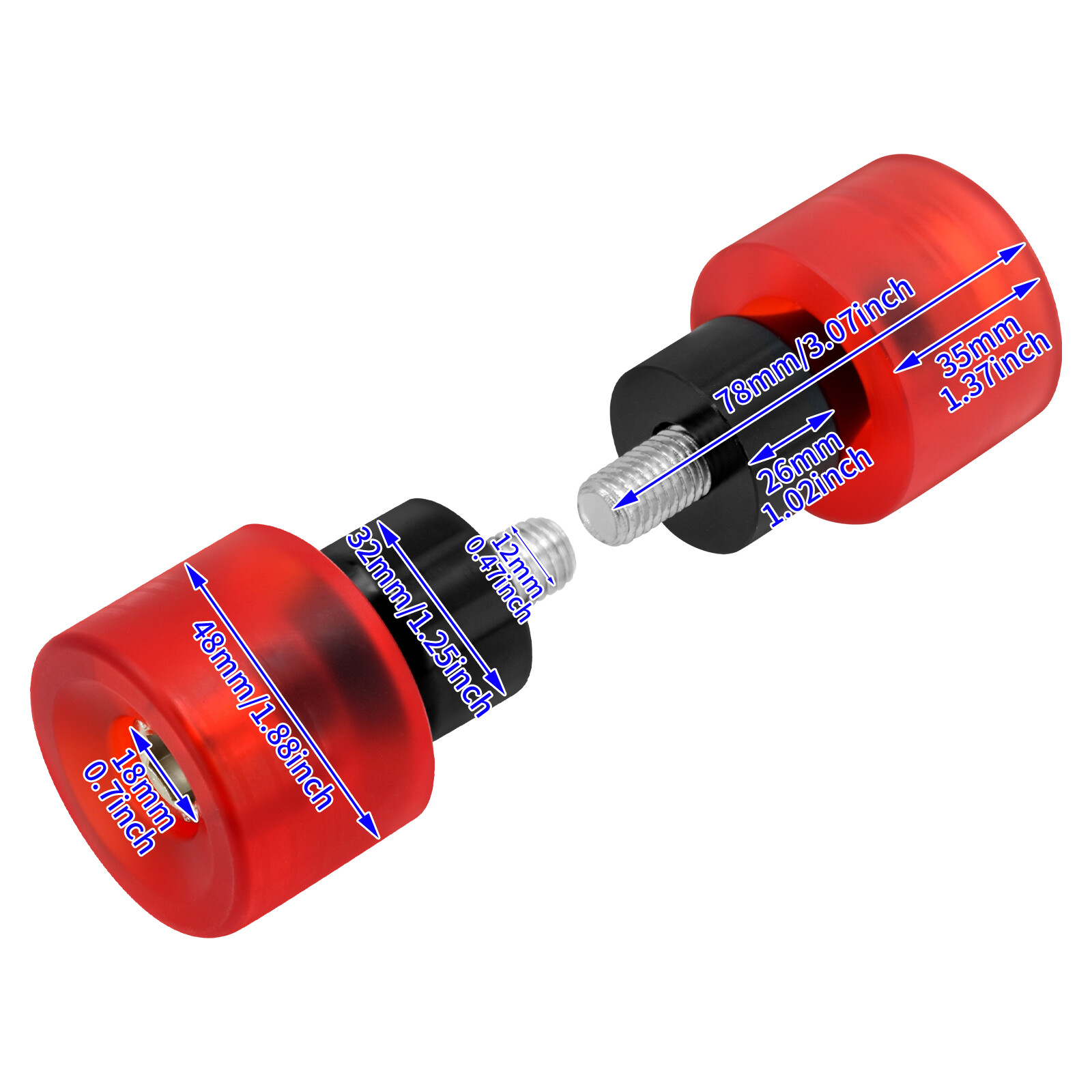 F&R Crash Bar Guard M12 Red Bars Screw End Cap Bolt Ball Fit For Harley Touring