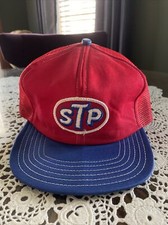 Vintage STP Red Trucker Hat Snapback Made In USA White Stitching