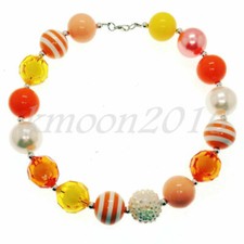 Fashion Women Acrylic Orange Chunky 20mm Beads Kids Gumball Bubblegum Necklace