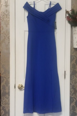 ALEXA B NITES WOMEN'S ROYAL BLUE DRESS, OFF SHOULDER LONG SIZE 4 NWT | eBay