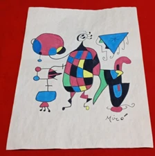 JOAN MIRO Drawing on paper (Handmade) signed and stamped mixed media.