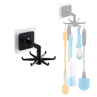 Water Bottle Brush Holder 360 Degrees Rotating Folding Hook Self-Adhesive 180...