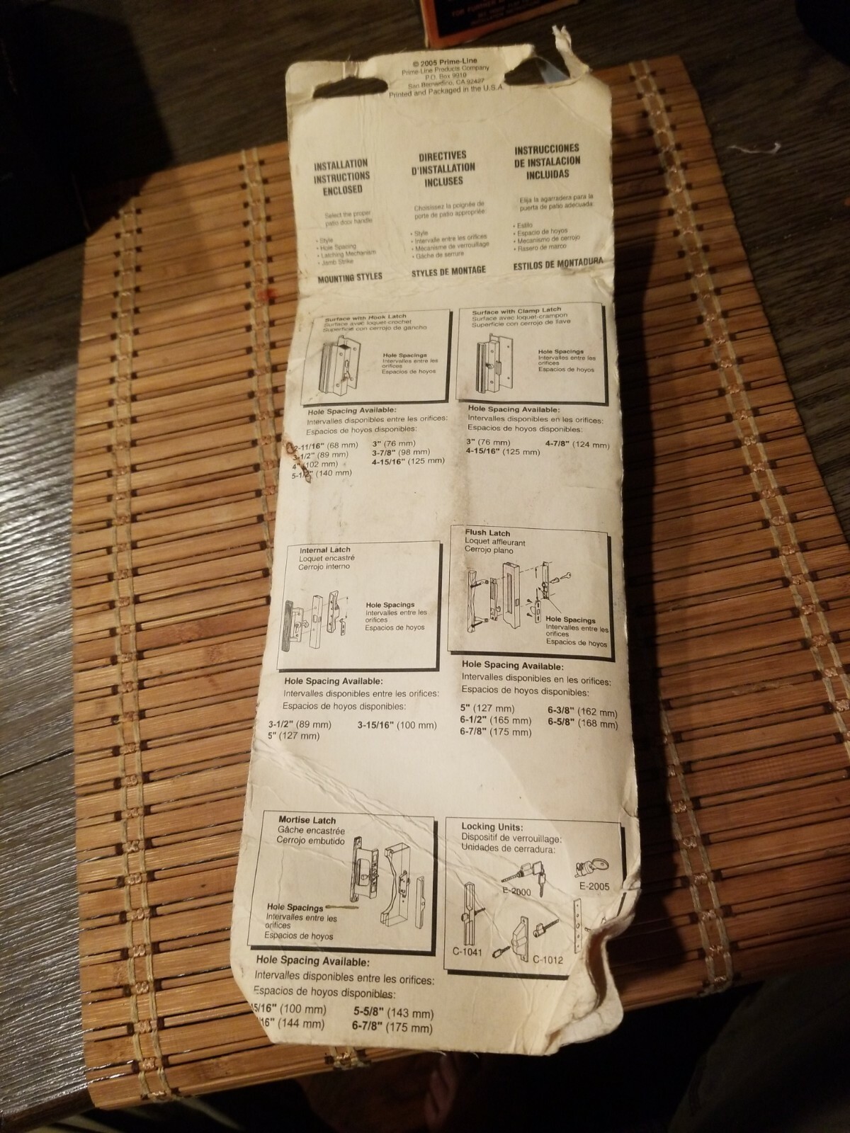 Prime Line C 1131 Patio Door Handle, Black, 3-15/16" New Old Stock 