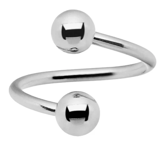 Piercing a spirale in acciaio inox orecchino twister 1 mm argento per lobo - Immagine 3 di 4