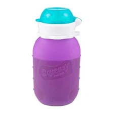 Purple 6 oz Squeasy Snacker Spill Proof Silicone Reusable Food Pouch - for Both
