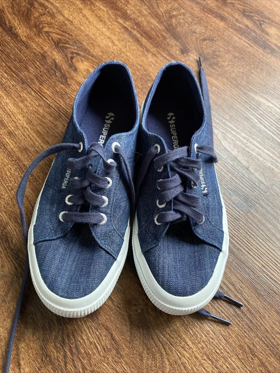 Superga Women s shoes Denim Blue Canvas Sneakers Womens Size 7 eBay