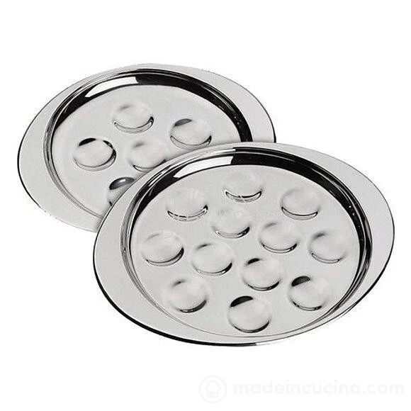 x6 Piatti Lumache Escargot 12 Posti Acciaio Inox 18/10 22x19cm - Immagine 2 di 2