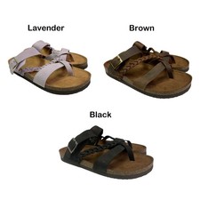 Mountain Sole Women's Slip-on Comfort Sandal with Braided Leather Upper