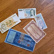 Papiergeld Lot: Italien 5000/500 Lire, Jugoslawien 1000 Dinara, Mark etc
