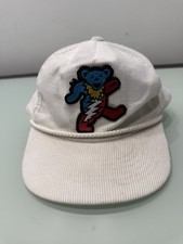 Vintage Grateful Dead Dancing Bear Corduroy Rope SnapBack Hat 90s White