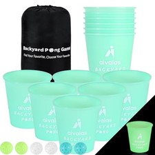 Yard Pong Outdoor Games Glow Set in Dark for Adults,Family and Kids,Giant