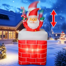 6FT Christmas Inflatables Animated Santa in Chimney LED Outdoor Decoration