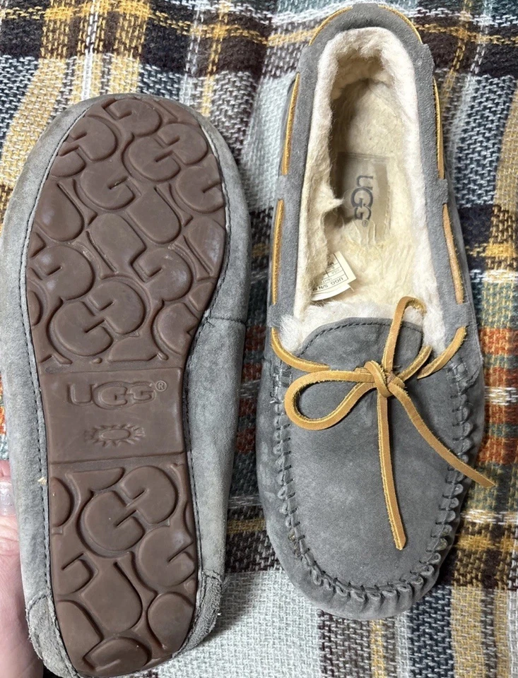 UGG DAKOTA PEWTER SUEDE/ SHEEPWOOL MOCCASIN SLIPPERS, WOMEN US 6 - Image 3 of 4