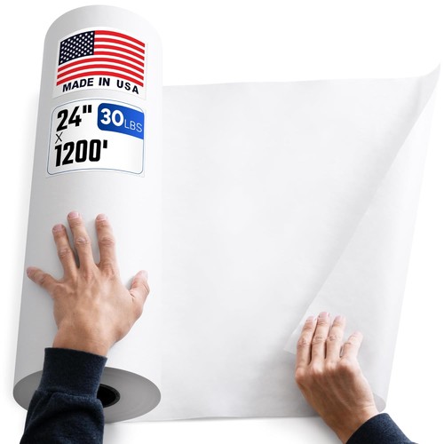 Paclord Snow White Kraft Paper 24in x 1200ft 30 Lbs Standard Grade USA 1 Roll