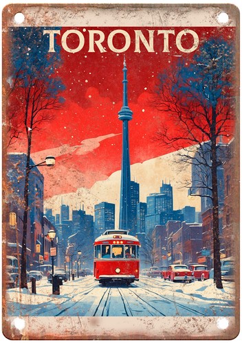 Vintage Aurora Borealis Canada Retro Look Travel Poster Metal Sign T2844 - Picture 1 of 2