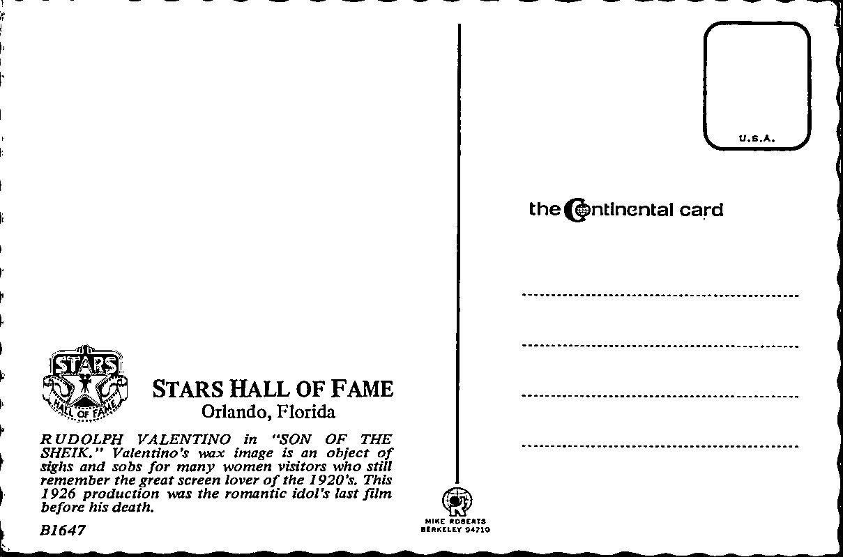Orlando Florida Rudolph Valentino Son of the Sheik Continental Postcard B500 thumbnail 2