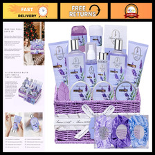 Lavender Spa Gift Set - Relaxing Bath Body Basket for Self Care, Gifts for Wom