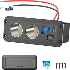Dual Cigarette Lighter Socket 12V Splitter Panel 78W 12V USB Outlet Dual USB C P