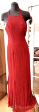 VTG Cache Maxi Dress Gown 100 Silk Red Heavily Beaded Formal Prom Women Medium