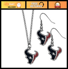 NFL Dangle Earrings Chain Necklace Set for Unisex Adults - Sports Jewelry Gift