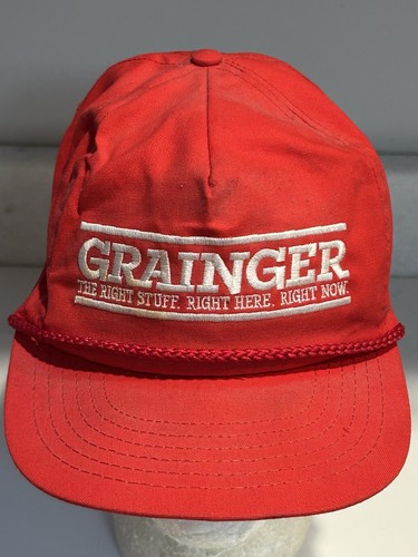 GRAINGER HAT CAP THE RIGHT STUFF RIGHT HERE RIGHT NOW VINTAGE GRAINGER HAT RED