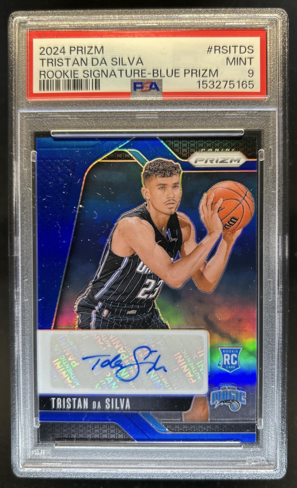 2024-25 Panini Prizm Tristan da Silva Rookie Blue Auto RC #/49 Magic PSA 9