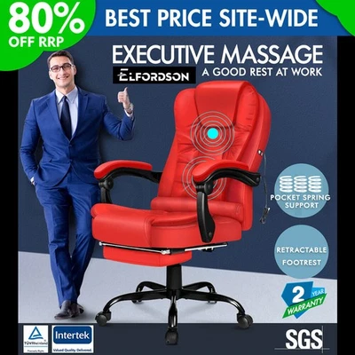 ELFORDSON Massage Office Chair Executive Recliner Footrest Gaming Race Computer