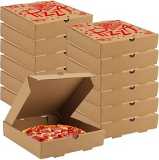 15 Pcs Pizza Boxes, 7.3 x 7.3 x 1.6" Kraft Corrugated Pizza Boxes Cardboard