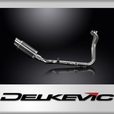 Delkevic Complete Exhaust With 8 Inch Round Carbon Fiber Muffler For Gsx-8 Delkevic Complete Exhaust With 8 Inch Round Carbon Fiber Muffler For Gsx-8